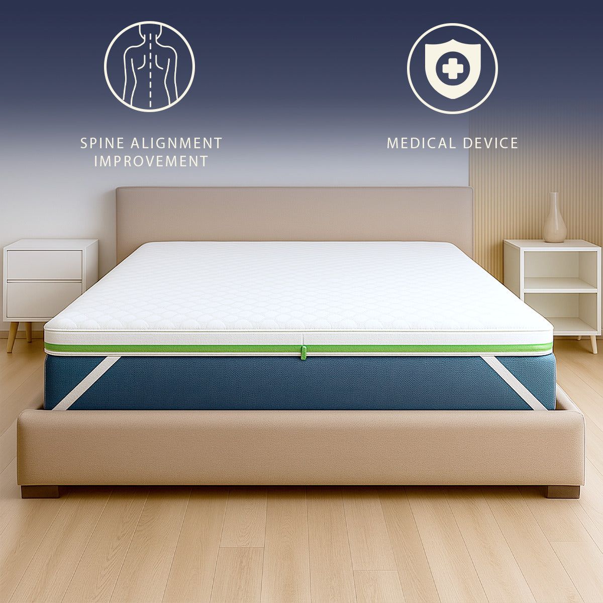 The White Stone Matrastopper 90x200 van Memory Foam Breeze met 9 Zones | Hoogte 5 cm