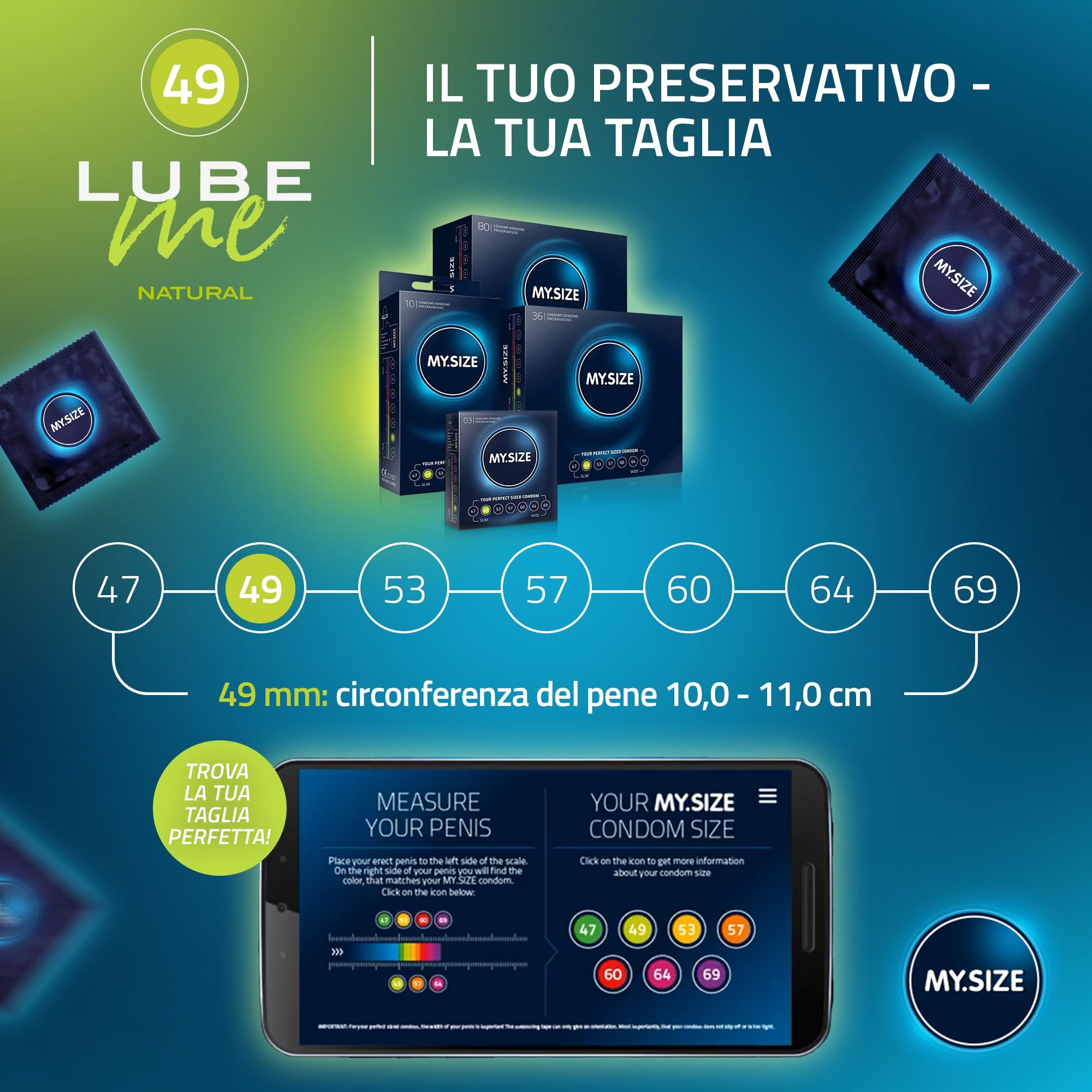 MY.SIZE PRO Préservatifs + LUBE ME Natural + Body Candle Set