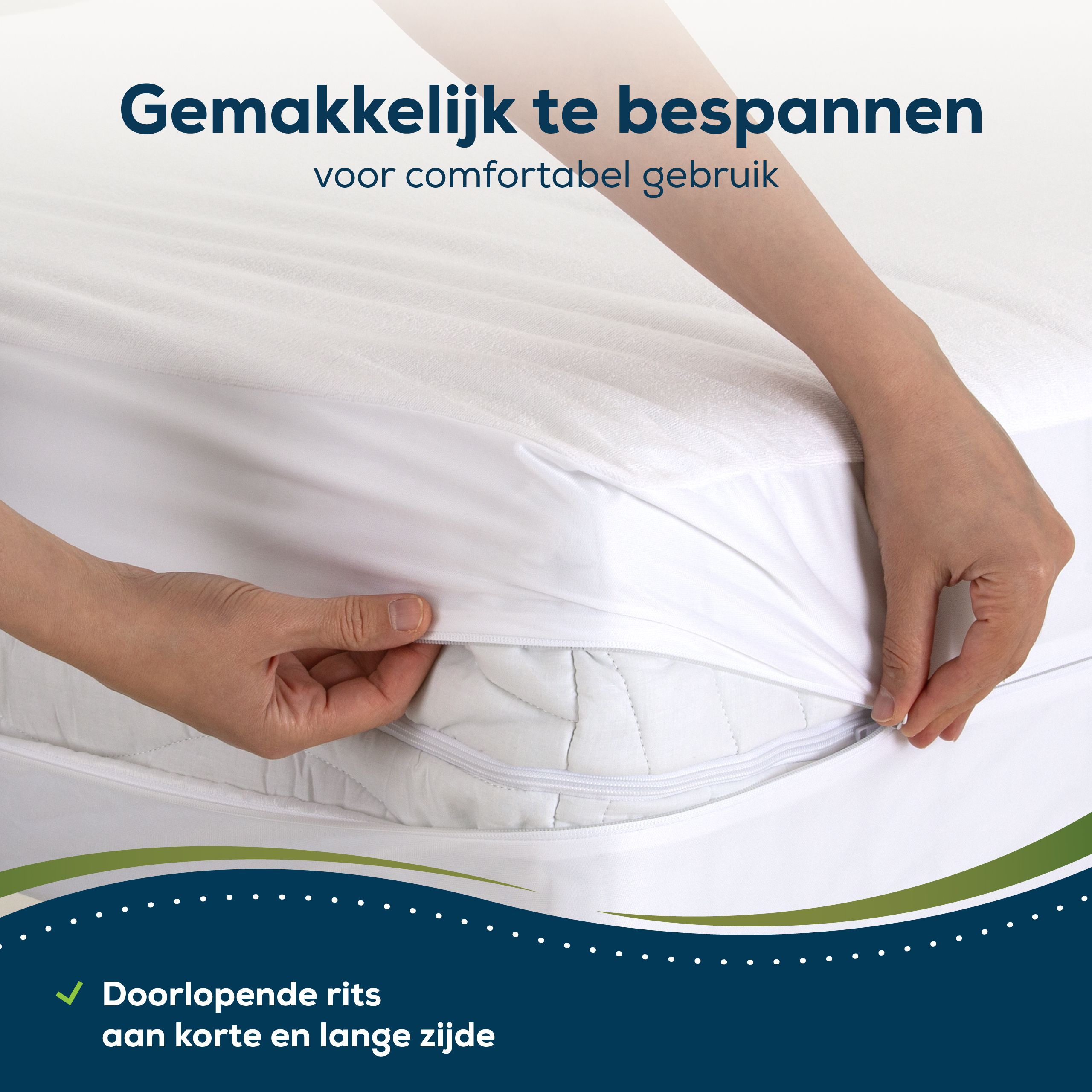 Matrashoes 100x200cm, 100% huisstofmijt-dicht, 360° rondom bescherming tegen huisstofmijt.
