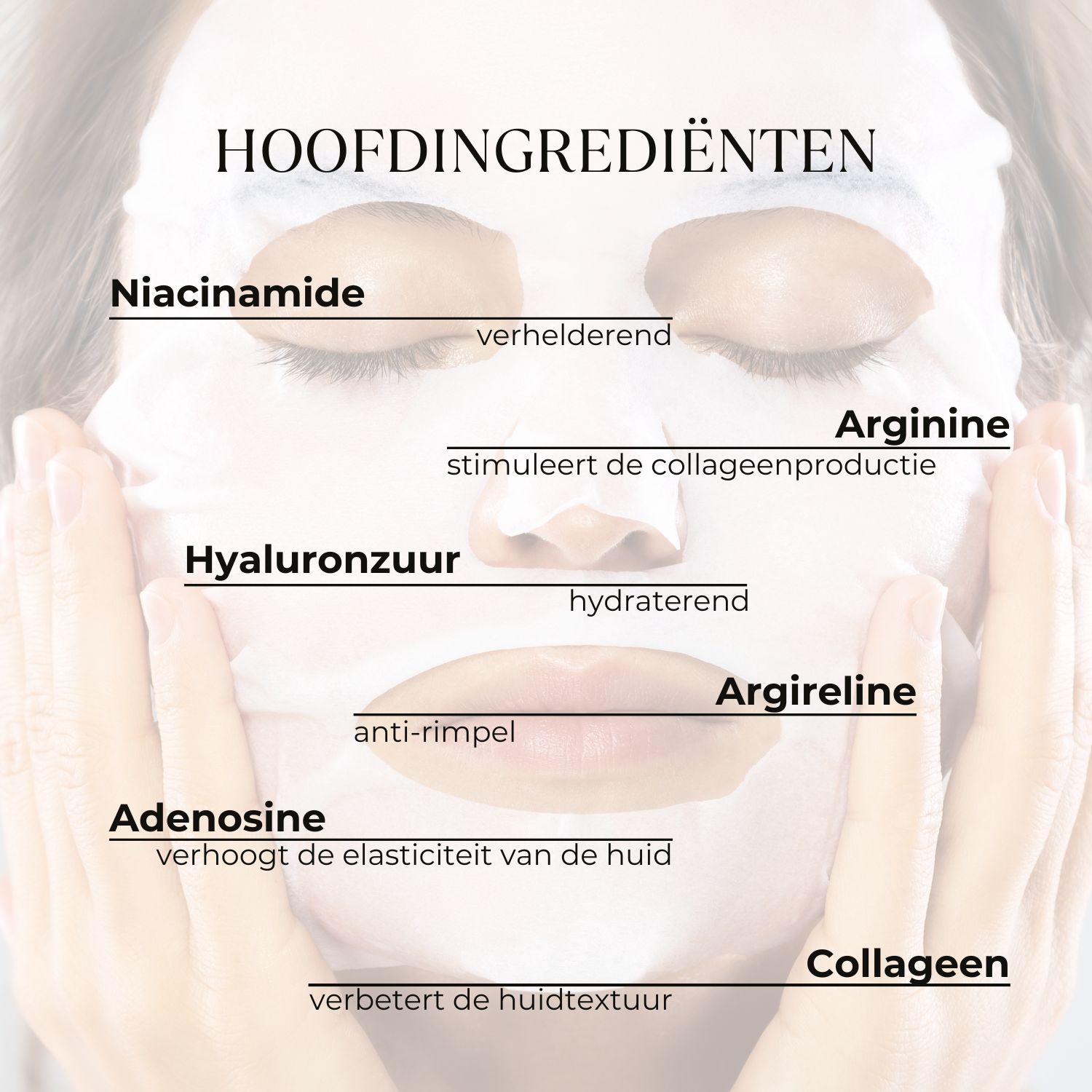 Vrouw met masker en verpakkingen. Tekst. Roze achtergrond. 20 minuten.