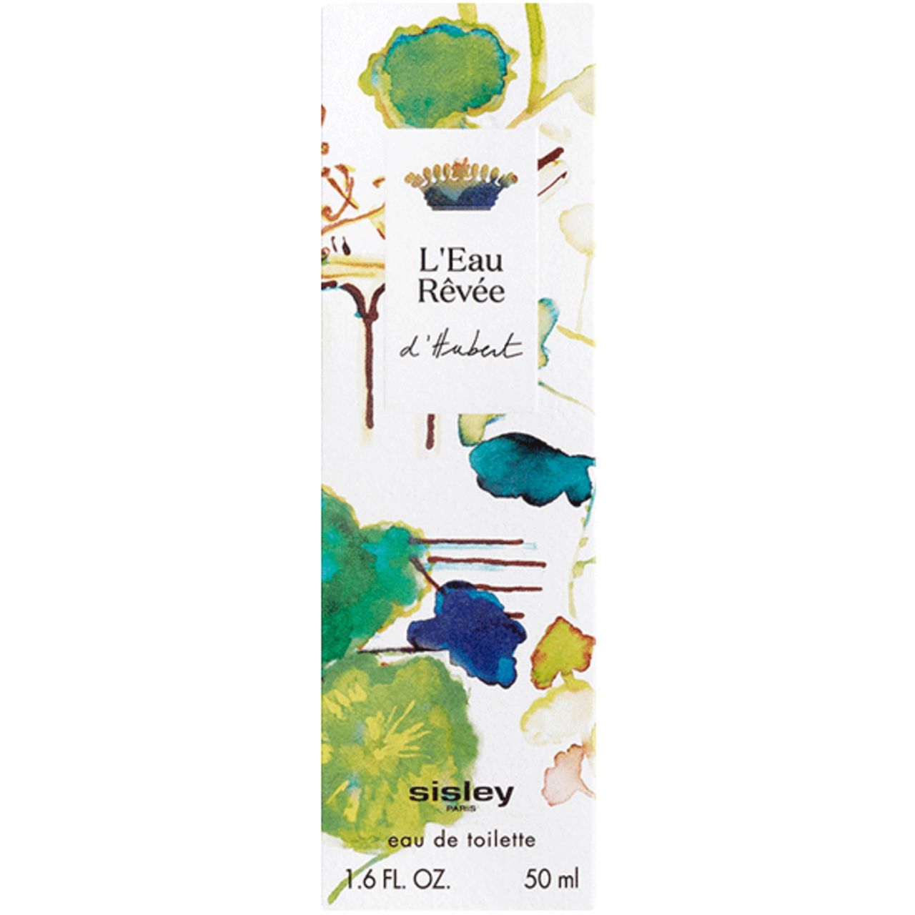 Sisley Eau de Toilette doos met aquarel bloemenpatroon. Bevat 'L'Eau Rêvée d'Hubert', 50 ml.