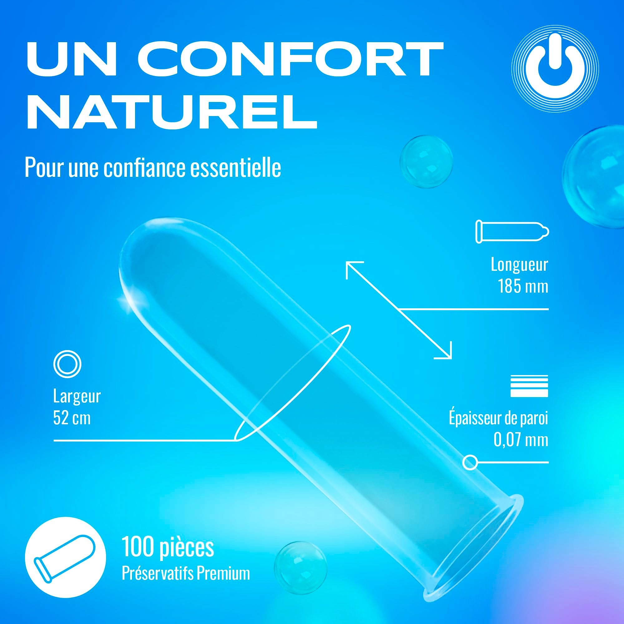 Préservatifs en latex de caoutchouc naturel, transparents, sans odeur, secs.