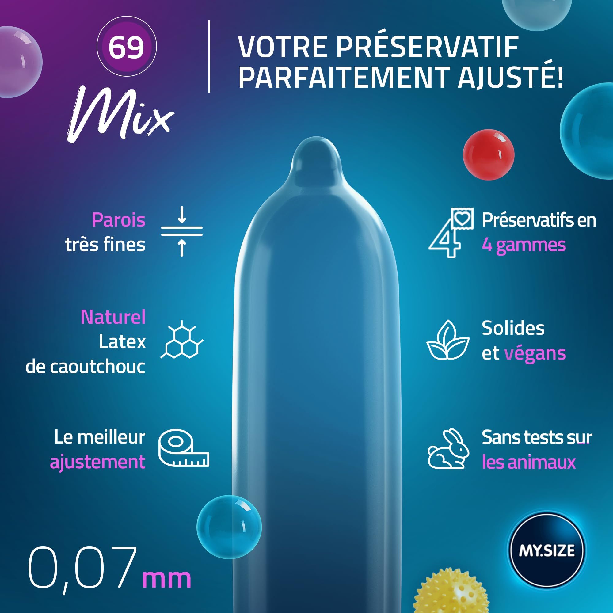My.Size 69mm MIX: 7 tailles, 4 variantes. Mesurez votre taille pour un ajustement parfait.