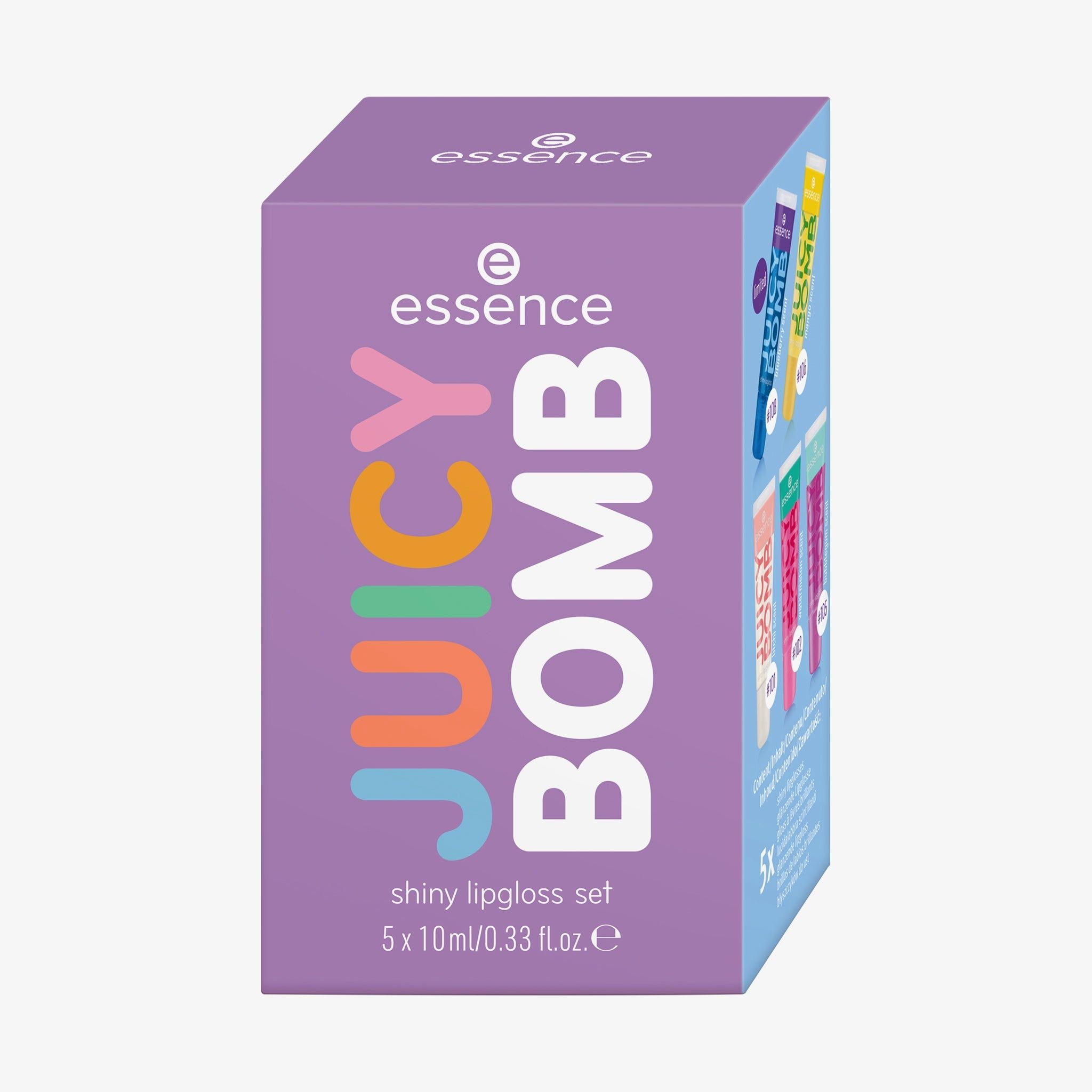 Essence, JUICY BOMB shiny lipgloss set 02