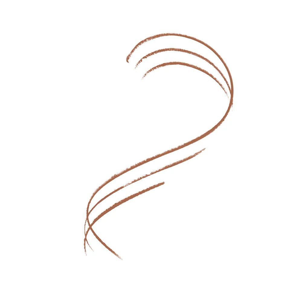 Trait brun incurvé. Quatre lignes esquissant la forme d'un sourcil.