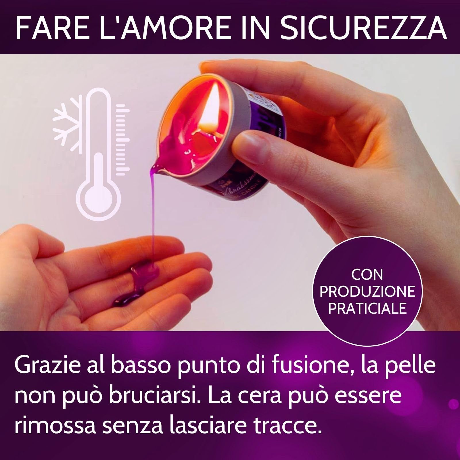 Set de bougies Vibratissimo S/M avec gel lubrifiant, masque pour les yeux et plumes.