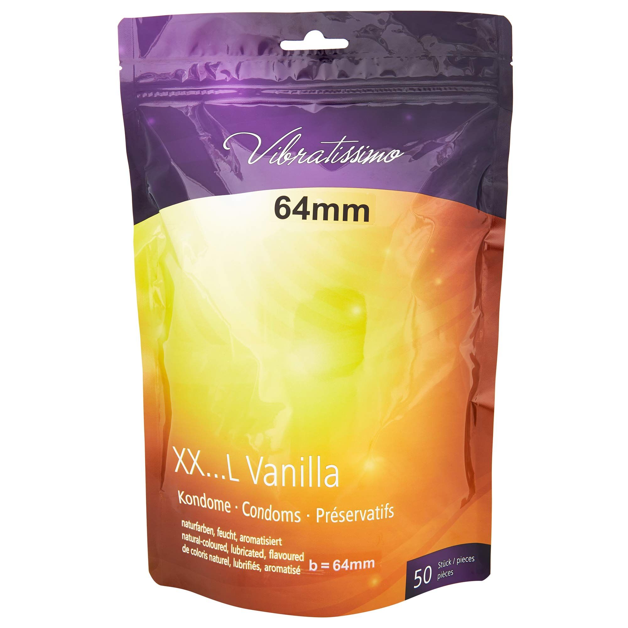 Vibratissimo Kondomen Vanilla XXL, 64mm, 50 stuks.
