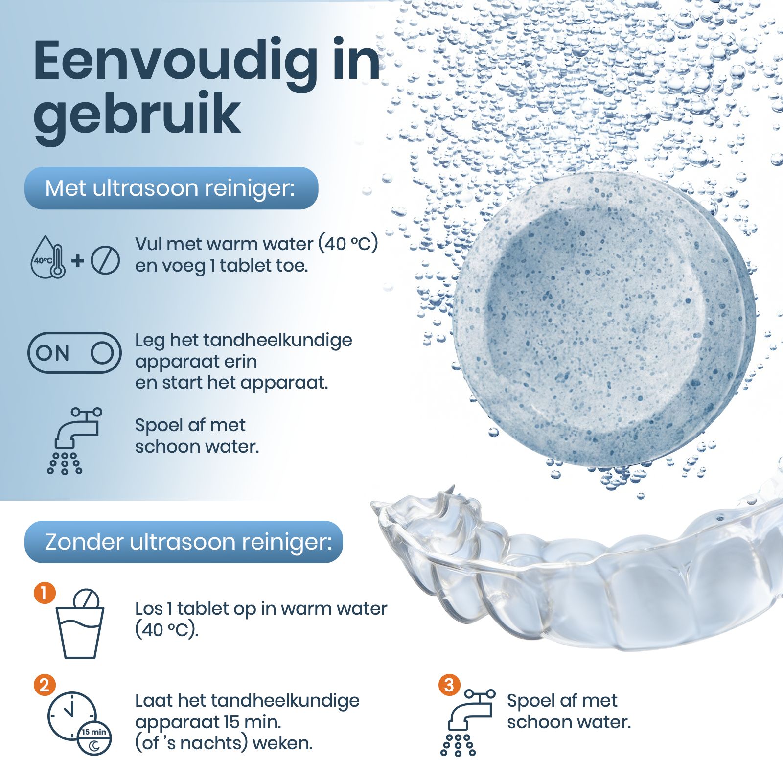 mfa® Reinigingstabletten voor kunstgebitten, retainers & aligners