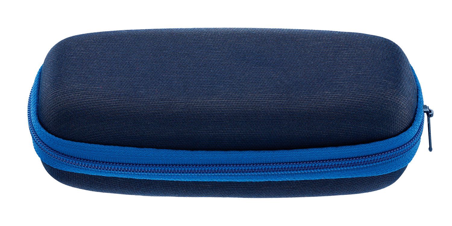 Étui à lunettes bleu foncé avec fermeture éclair bleue. Étui pour lunettes de soleil pour enfants.