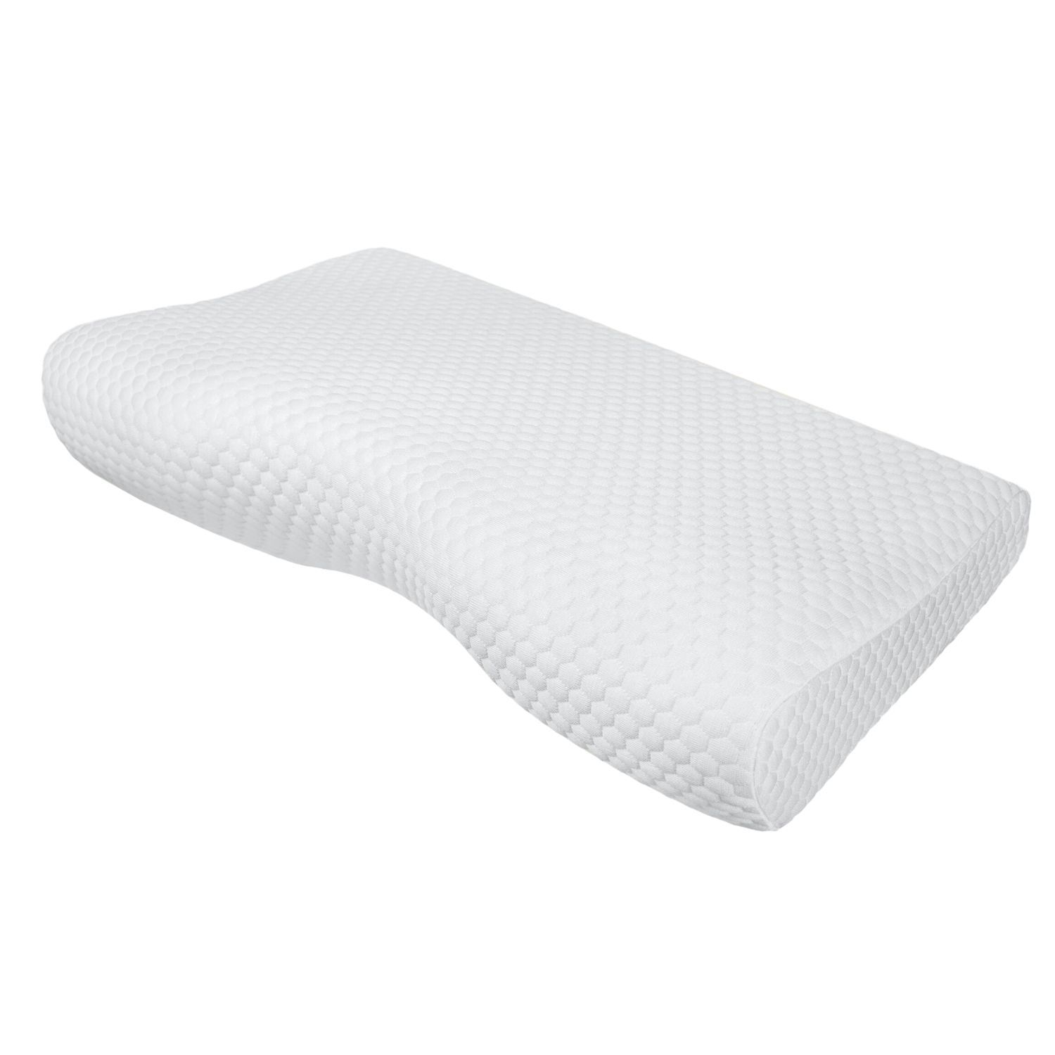 Oreiller cervical blanc en forme de vague. Surface texturée.