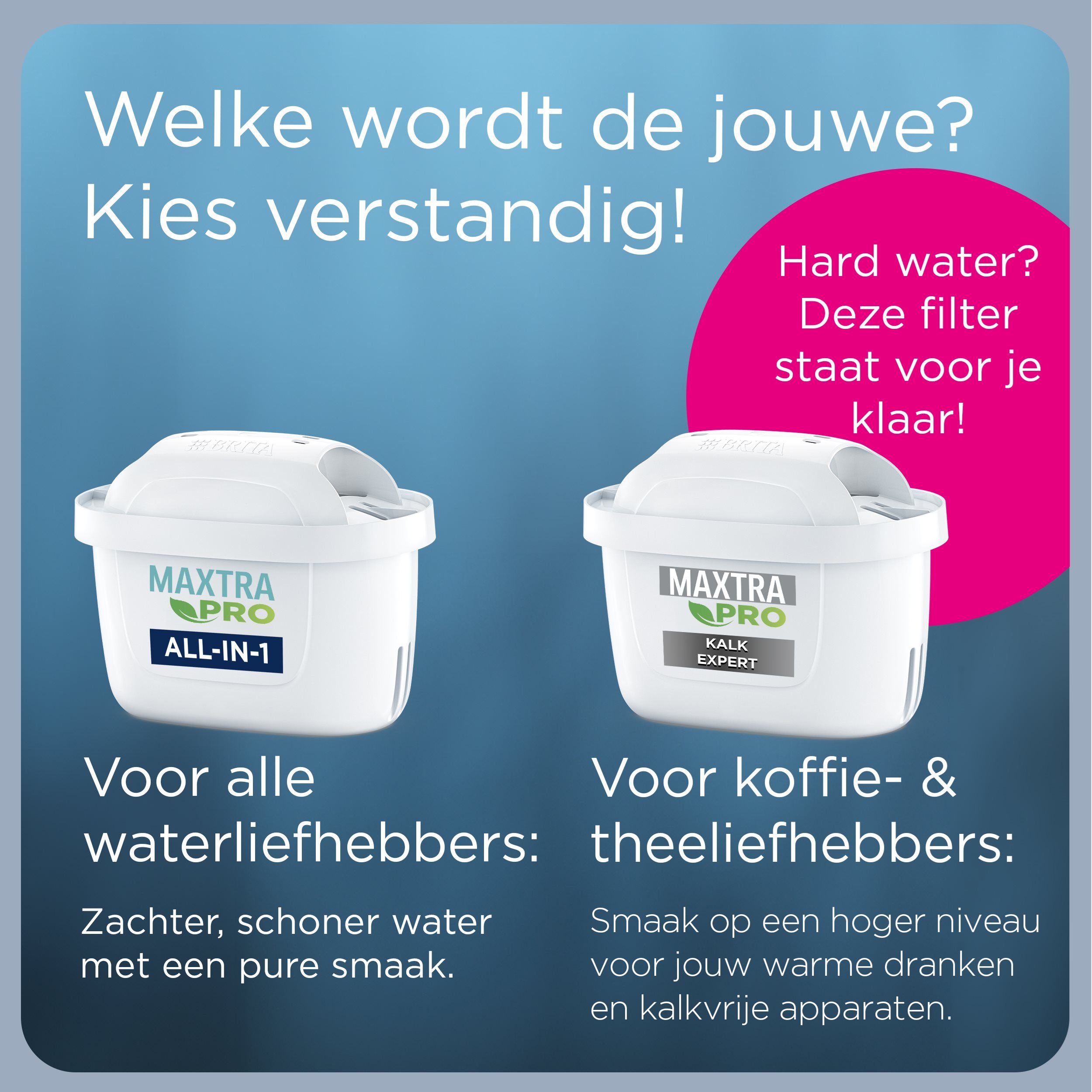 Deux cartouches filtrantes BRITA MAXTRA PRO : All-in-1 et Expert Calcaire.