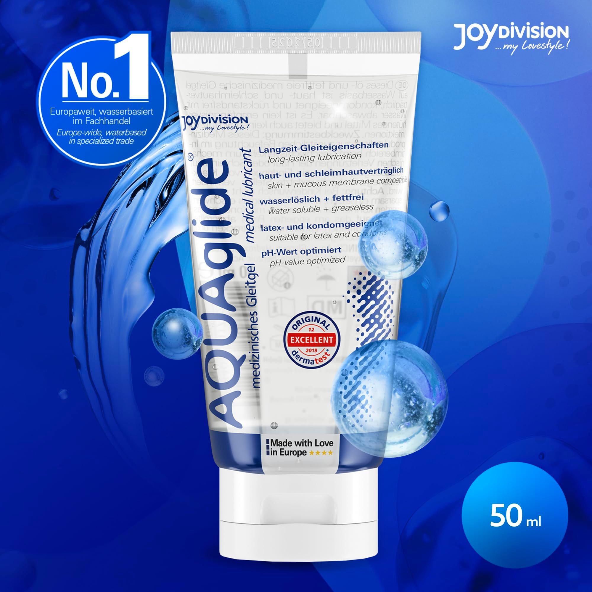 Aqua glide glijmiddel tube, 50ml, met watereffect.