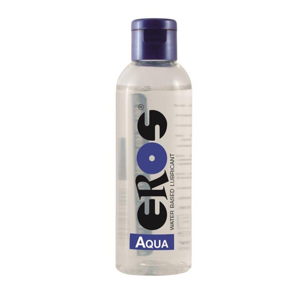 Eros Aqua glijmiddel op waterbasis in een transparante fles met blauwe dop.