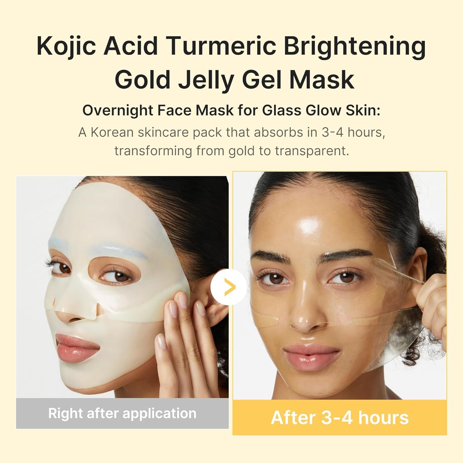 Comparaison avant/après de la peau après application du masque.