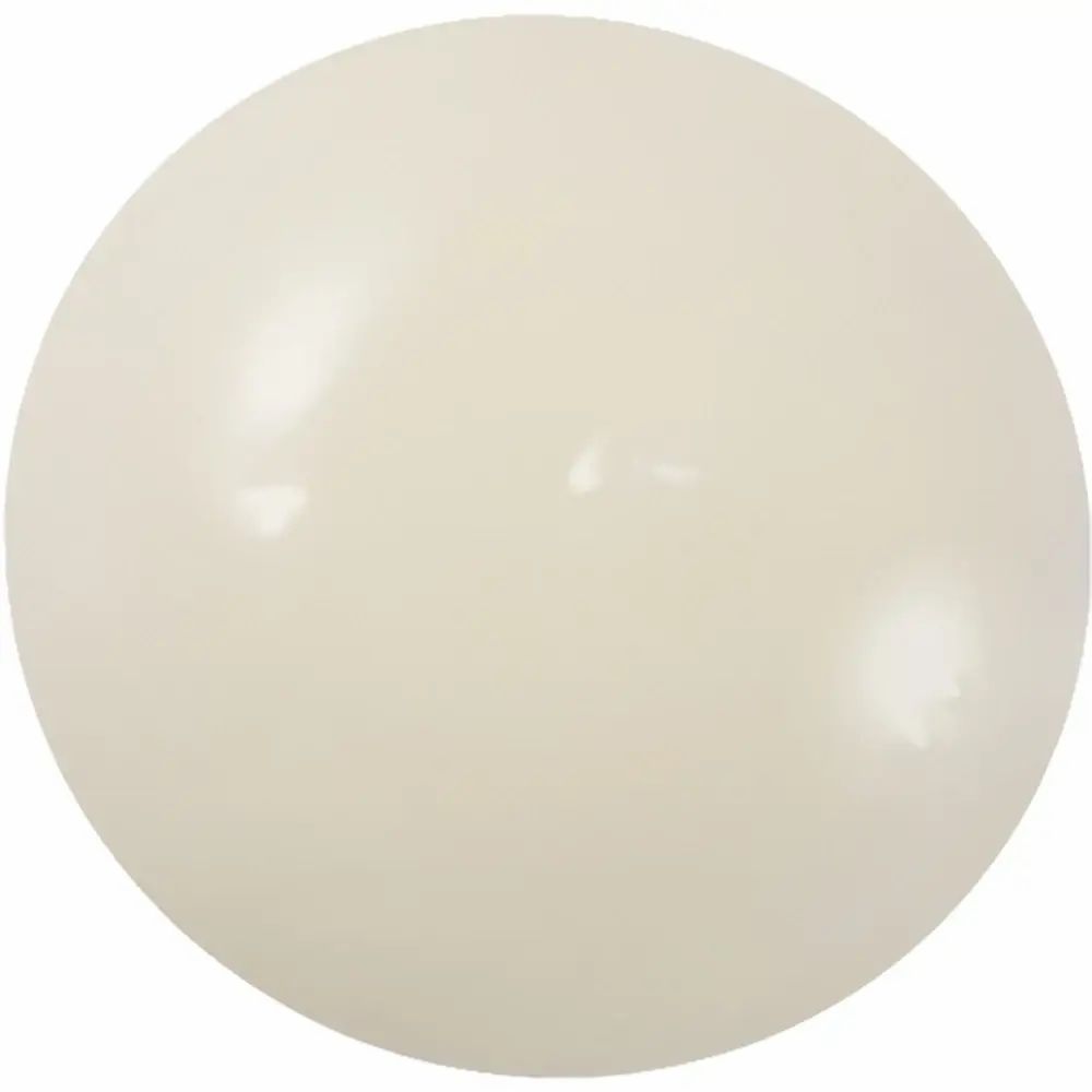 Bolvormig, crèmekleurig object. Glad oppervlak.