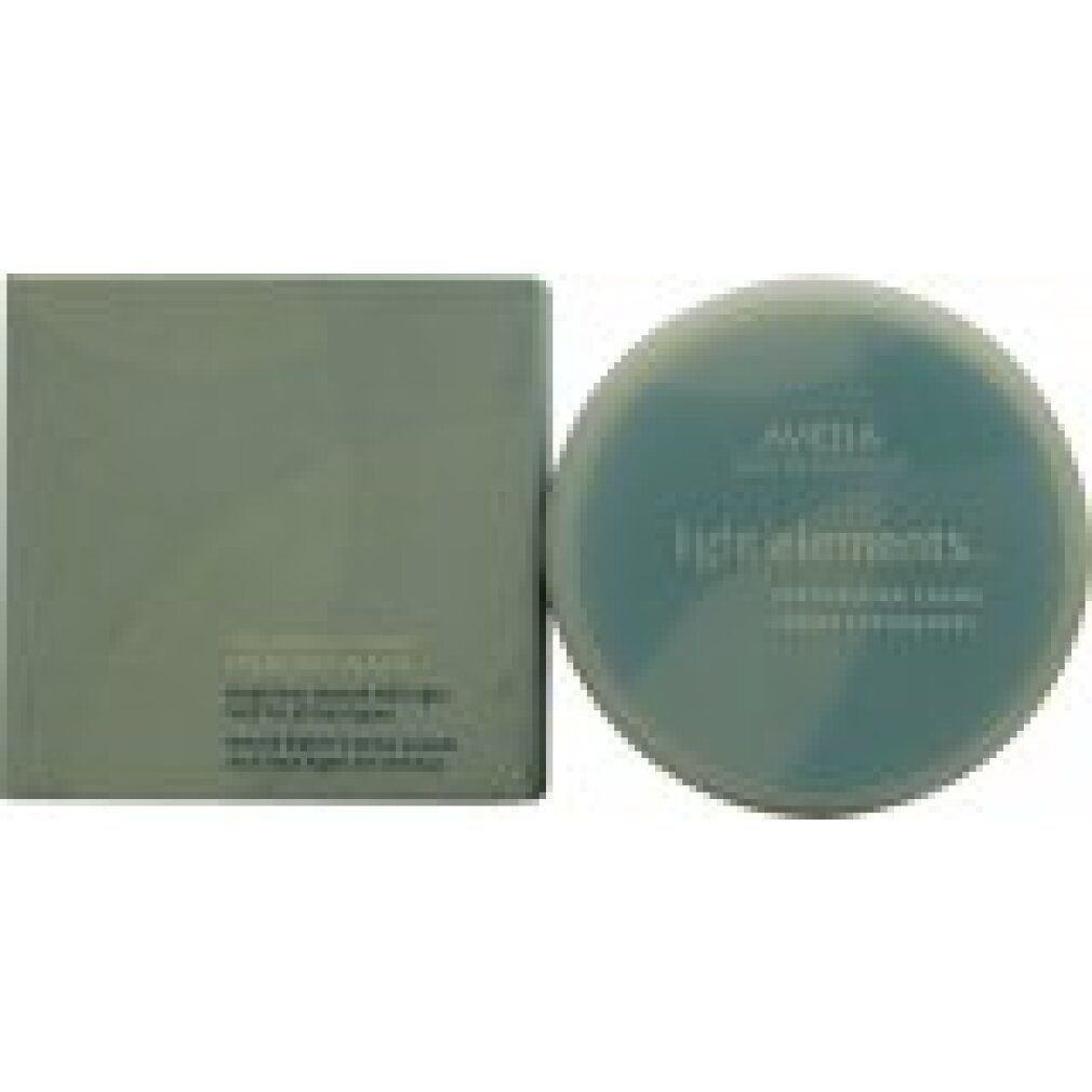 Récipient vert et emballage carré. Inscription: Aveda light elements. Crème texturisante. Crème texturisante.