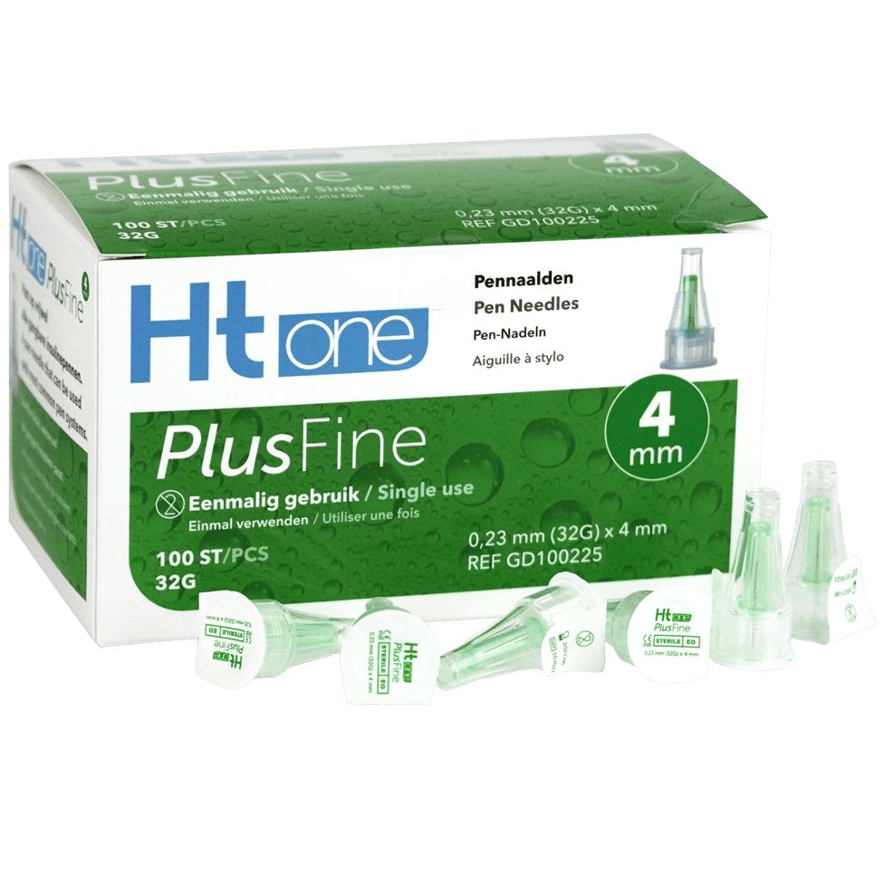 Ht one PlusFine Pennaalden 4mm, 32G, 100 stuks. Individueel verpakt.