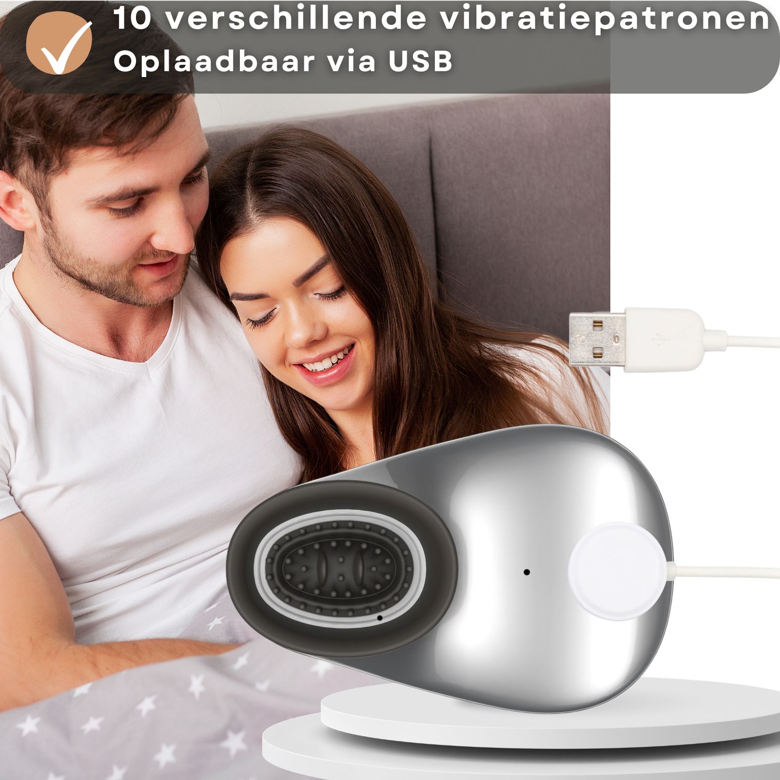 Vibrator siliconen/ABS, 10cm, G-spot stimulatie, 4 standen, USB oplaadbaar, 10 vibratiestanden.