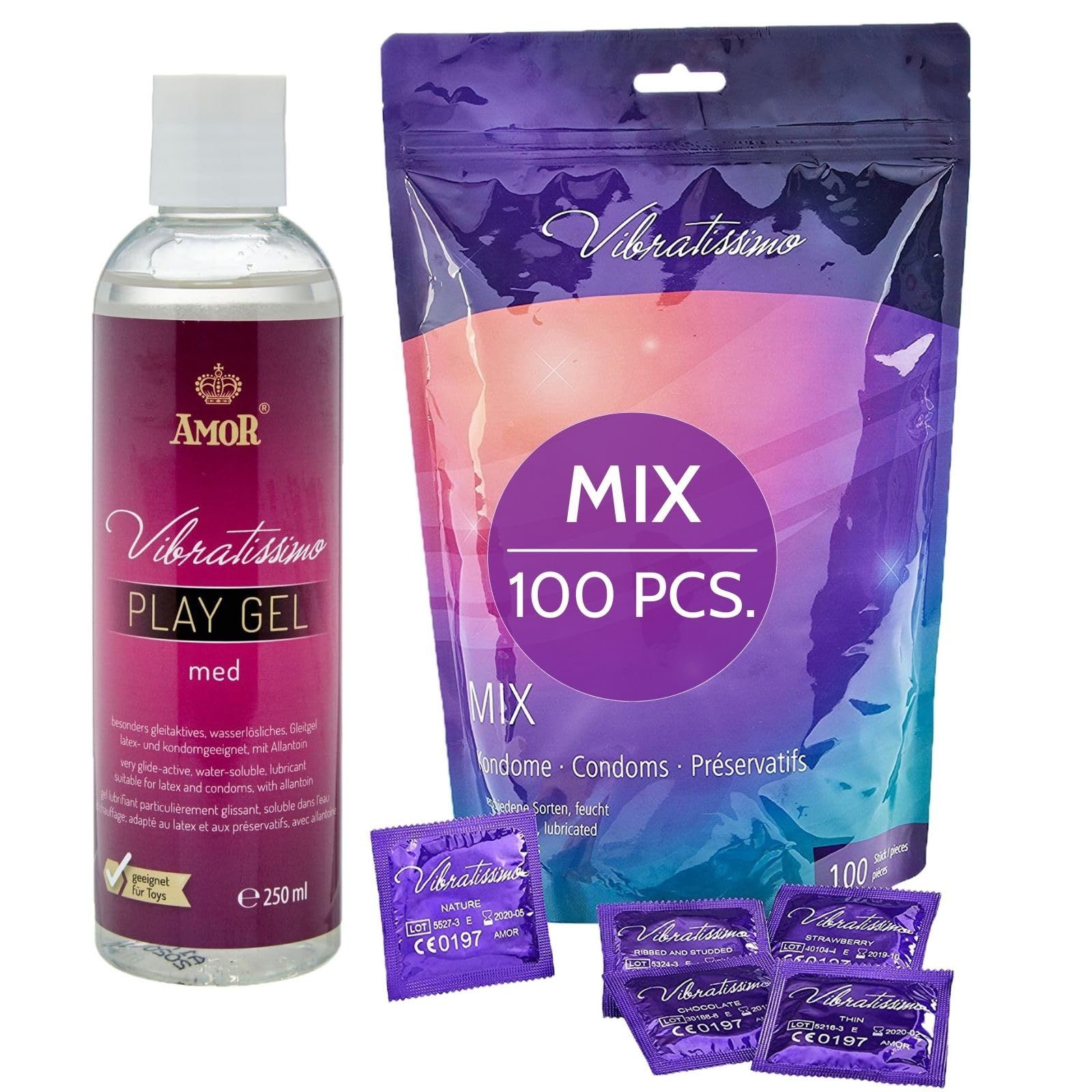 Vibratissimo Condooms Mix + Play Gel Set