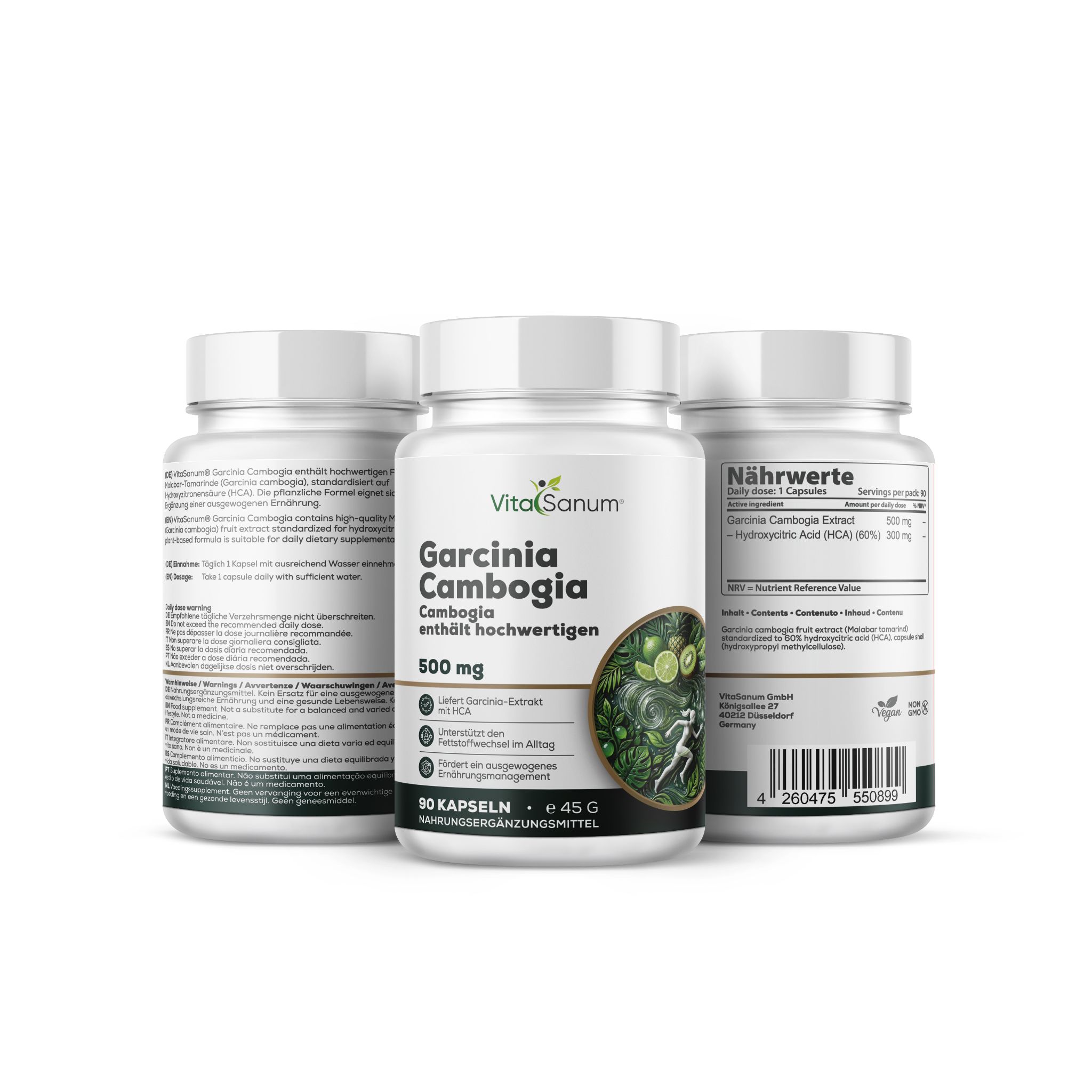 Gélules VitaSanum Garcinia Cambogia, 90 pièces, trois contenants.