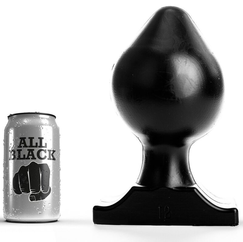 Zwarte anale plug naast een blikje met opschrift 'All Black'.