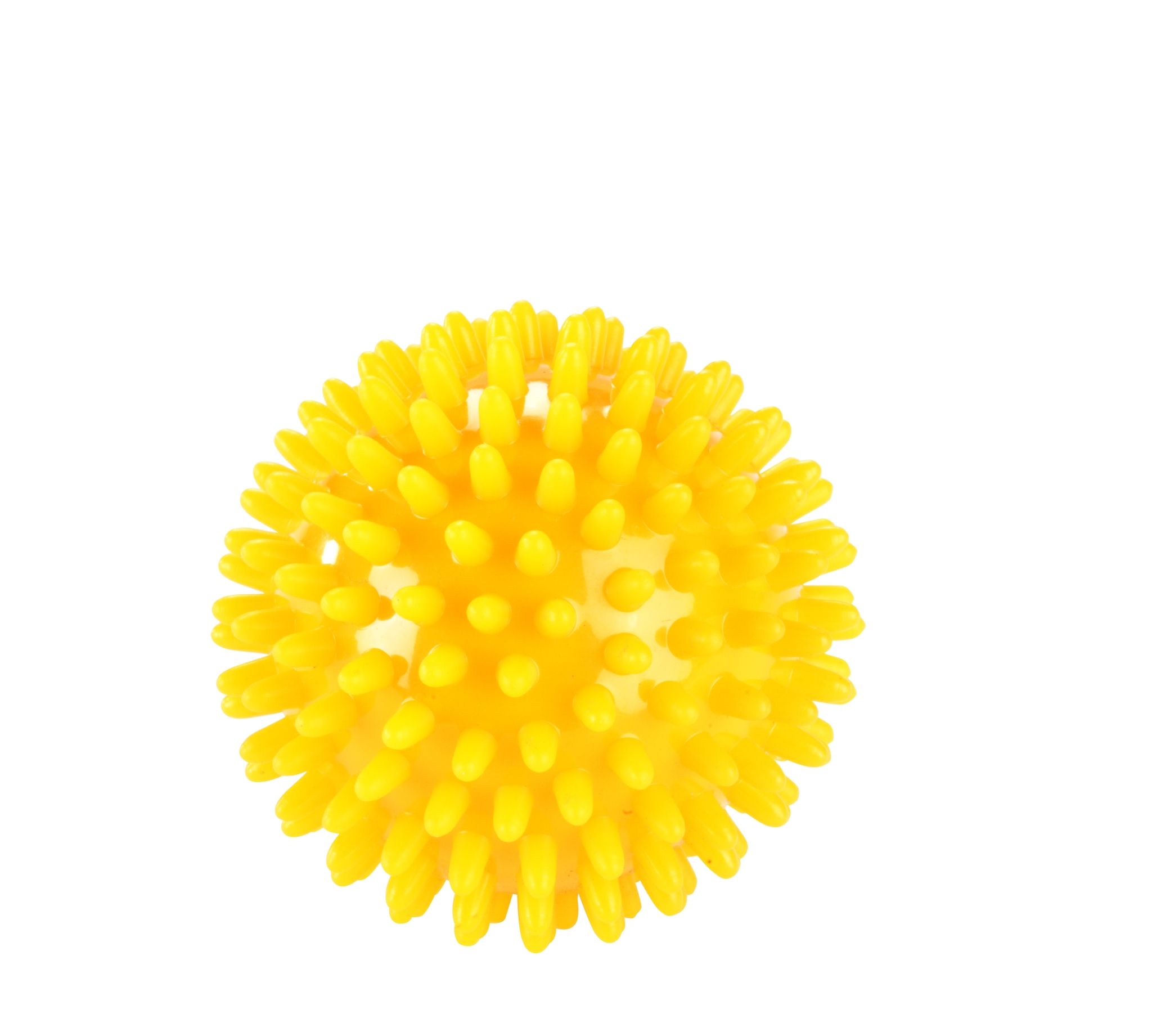 Gele, stekelige bal. Ronde vorm met kleine noppen.