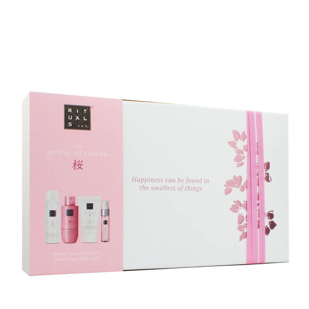 Coffret cosmétique Rituals The Ritual of Sakura pour femme, emballage cadeau avec quatre produits.