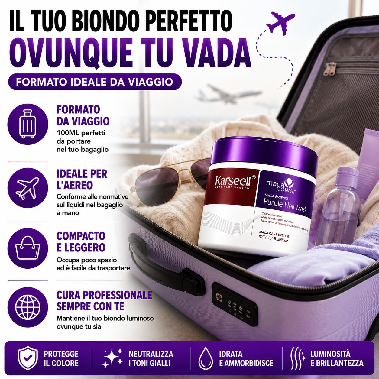 KARSEELL Masque Violet Anti-jaunissement pour Cheveux Blonds et Gris