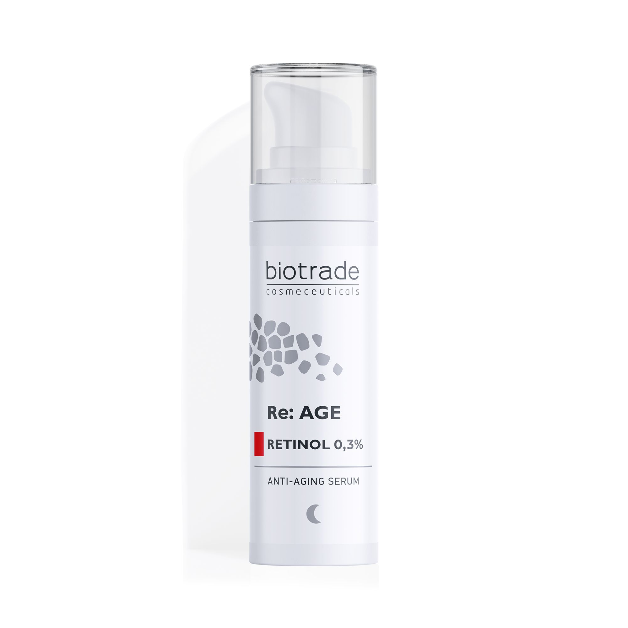 Biotrade Retinol 0,3% anti-aging serum in een witte pompflacon.