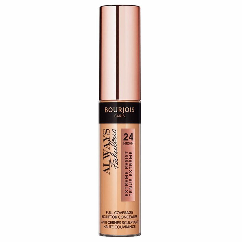 Bourjois Always Fabulous concealer. Gesloten fles, lichtbruine kleur. Tekst op de verpakking.