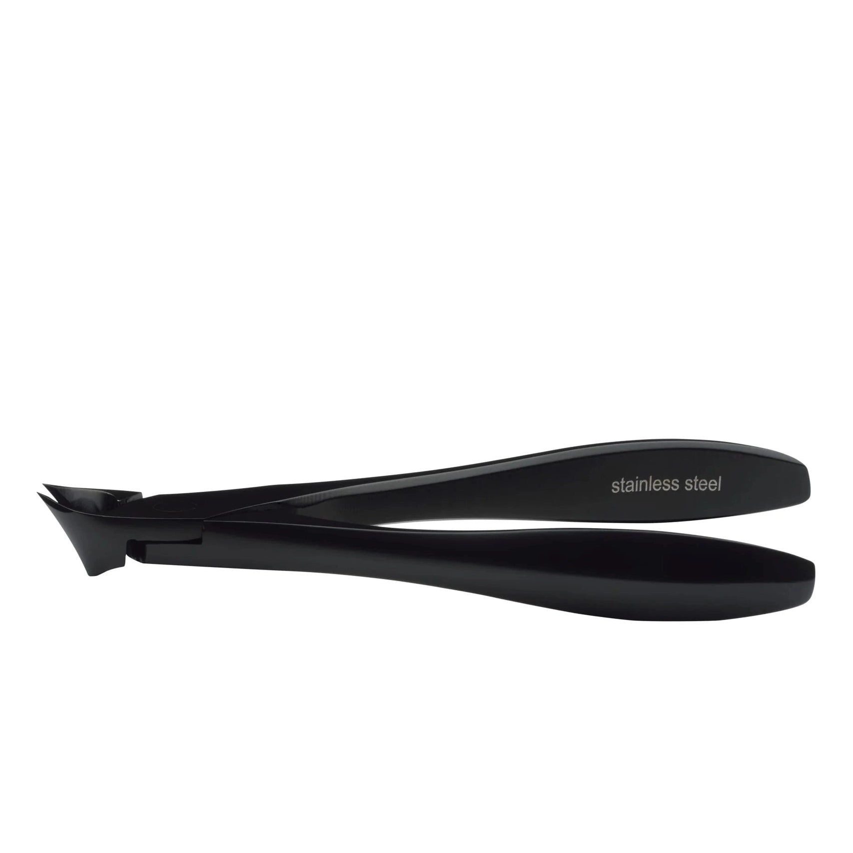 Coupe-ongles noir incurvé. Inscription: Stainless steel.