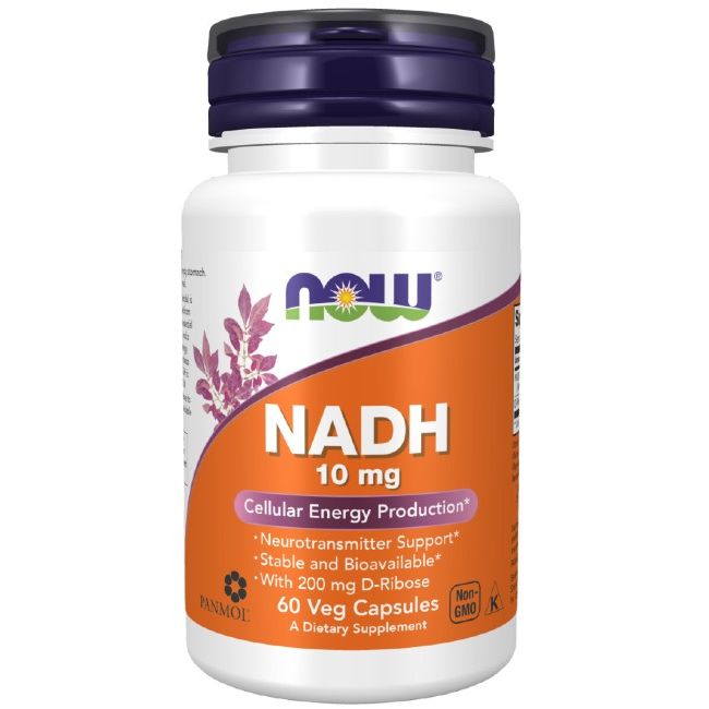 Now Foods NADH 10 mg capsules pour la production d'énergie cellulaire. 60 capsules végétales.