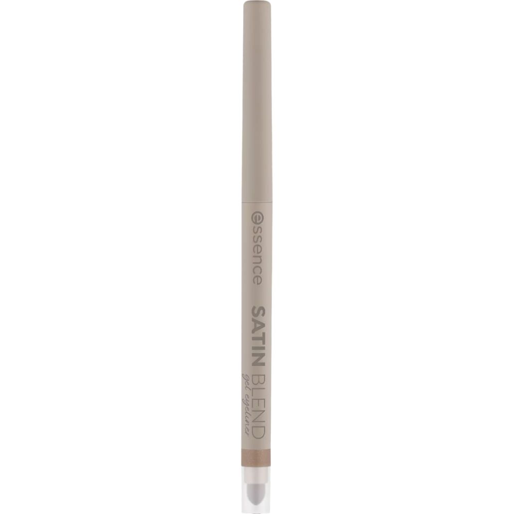 Crayon eyeliner beige avec nom du produit et de la marque. Le crayon est de forme cylindrique.
