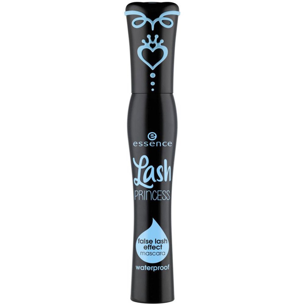 Mascara noire avec design bleu. Inscription: Essence Lash Princess, false lash effect mascara, waterproof.
