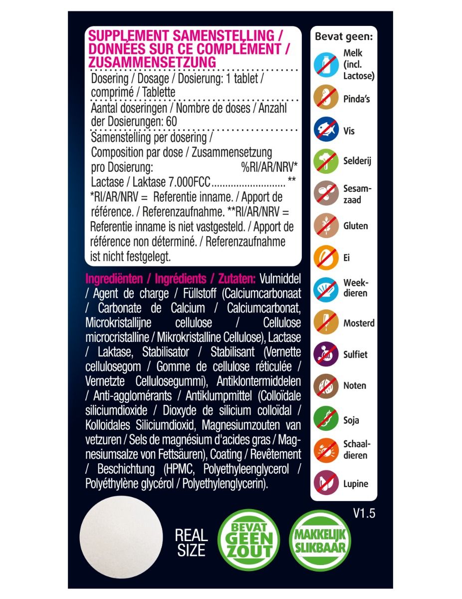 Dos de la boîte. Liste des ingrédients et valeurs nutritionnelles. Sans lait, soja, etc.