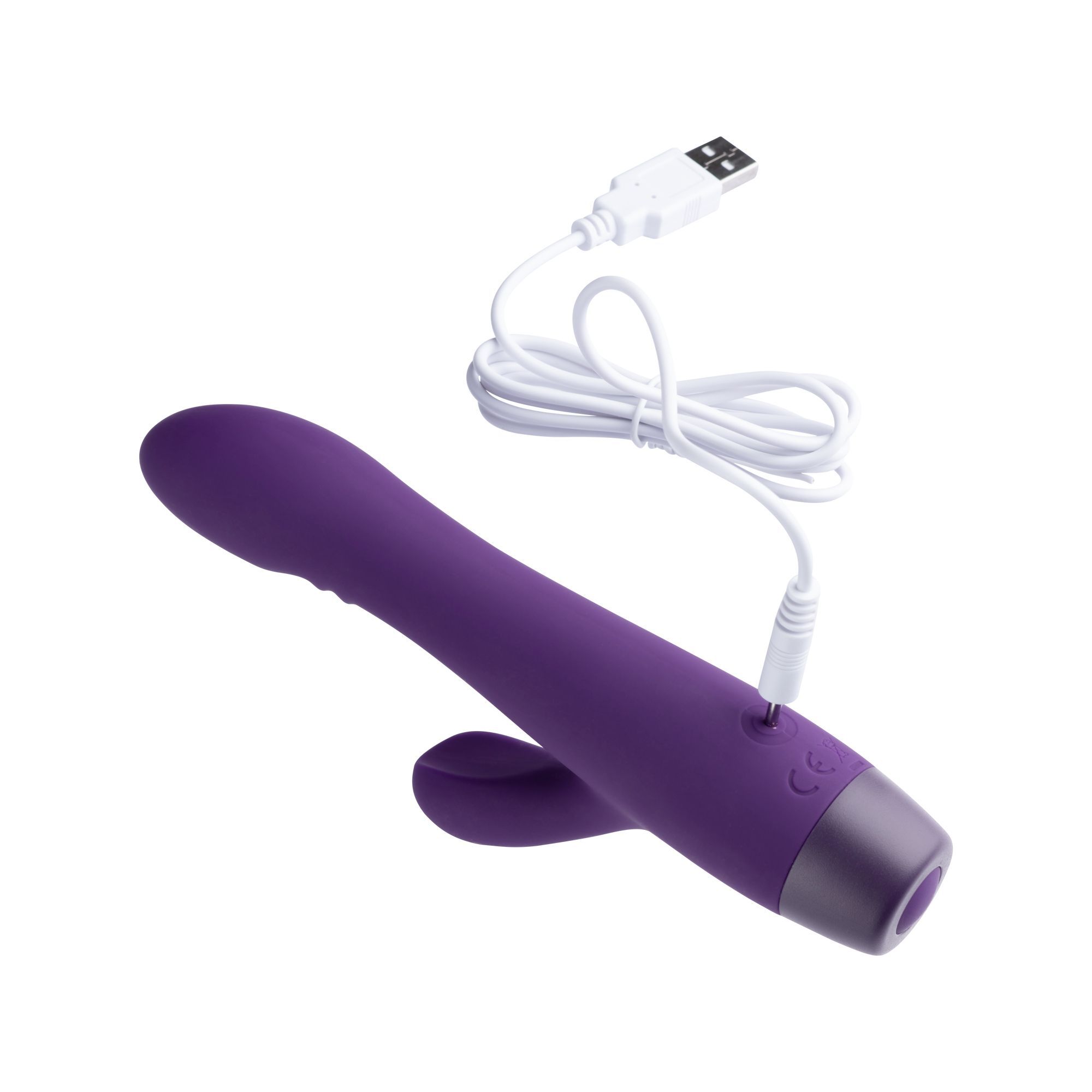 Vibrateur Rabbit violet avec câble de chargement. Câble avec connecteur USB.