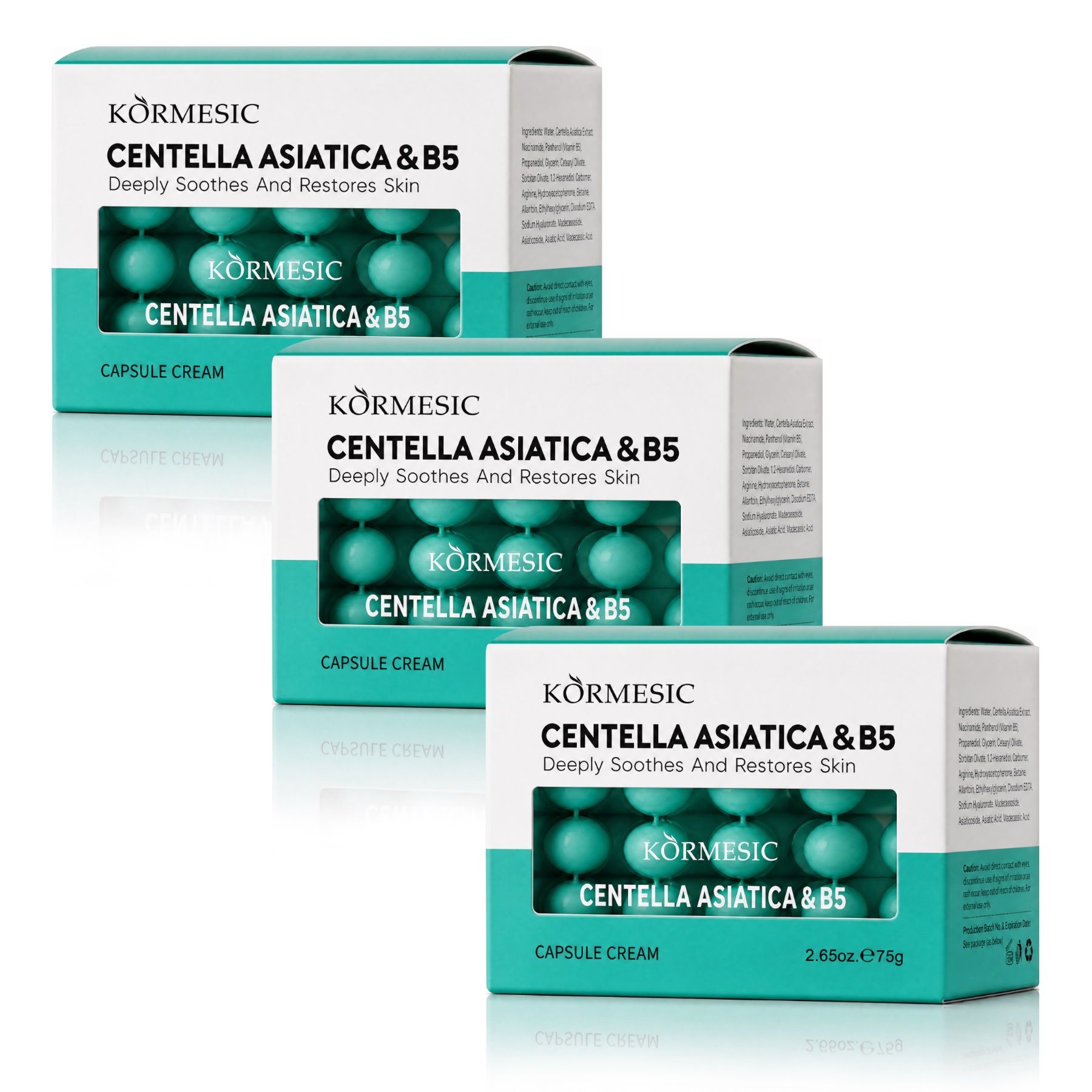 KORMESIC Verzachtende Gezichtscrème met Centella Asiatica en Vitamine B5 Capsulecrème