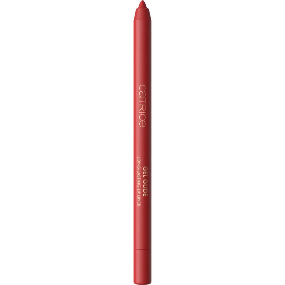 Crayon contour des lèvres rouge. Inscription : Catrice, Gel Glide, Long Lasting Lip Liner.