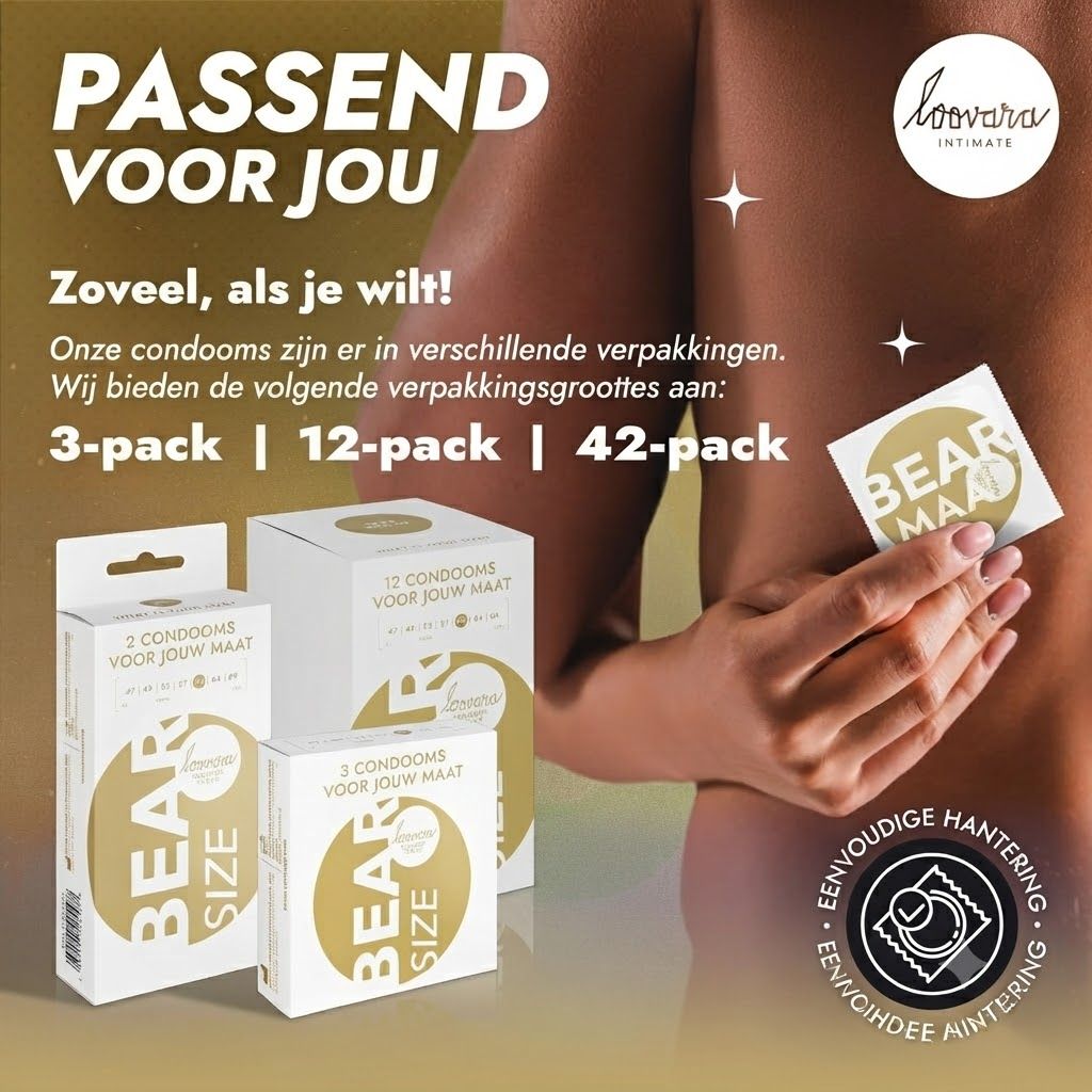 Loovara condooms: 12-pack, maat 60, met glijmiddel.