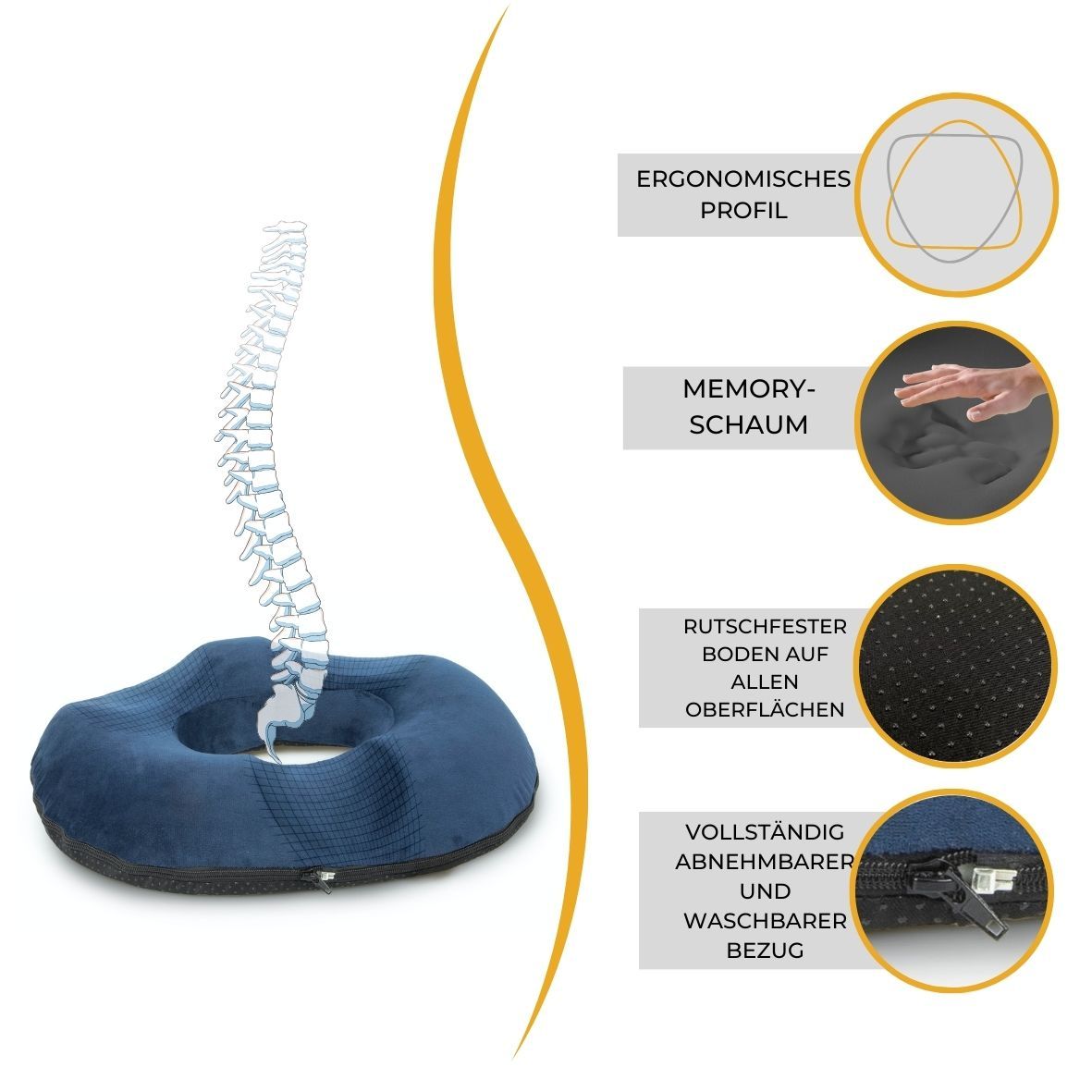 INPHYSIO Coussin coccyx en donut, soulagement de pression