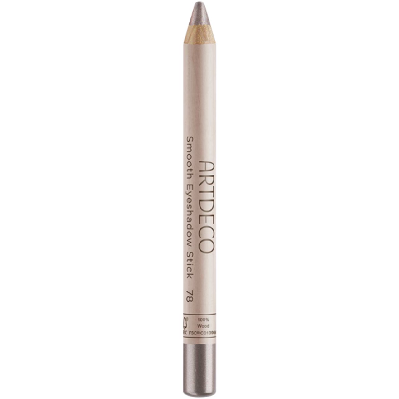 Artdeco Smooth Eyeshadow Stick. Beige potlood met zilveren punt en onderkant. Opschrift: Smooth Eyeshadow Stick 78.