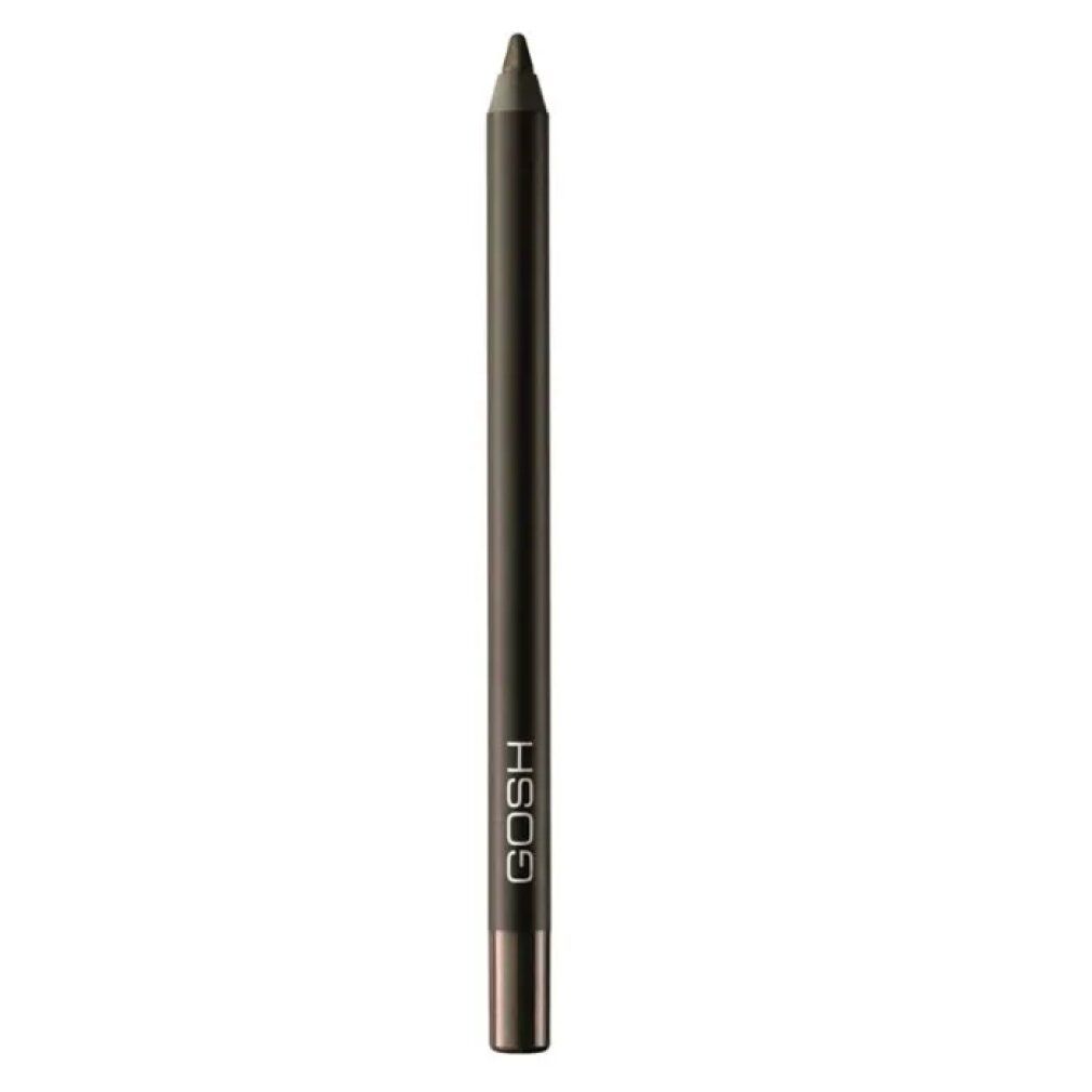 Gosh Velvet Touch Eyeliner Waterproof 017 Rebellious Brown. Bruine potlood met punt en Gosh-logo.
