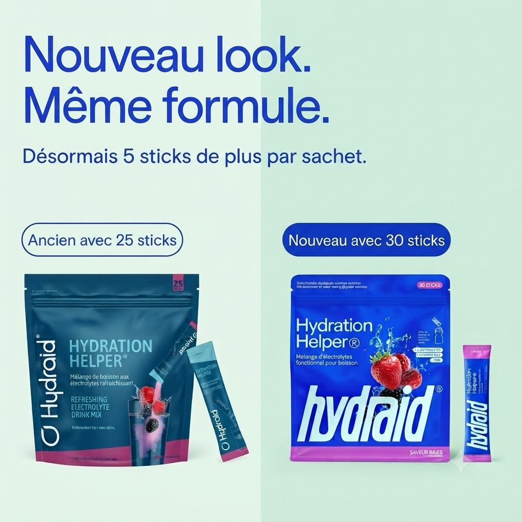 Sachet Hydraid Hydration Helper de 25 sticks, saveur baies.