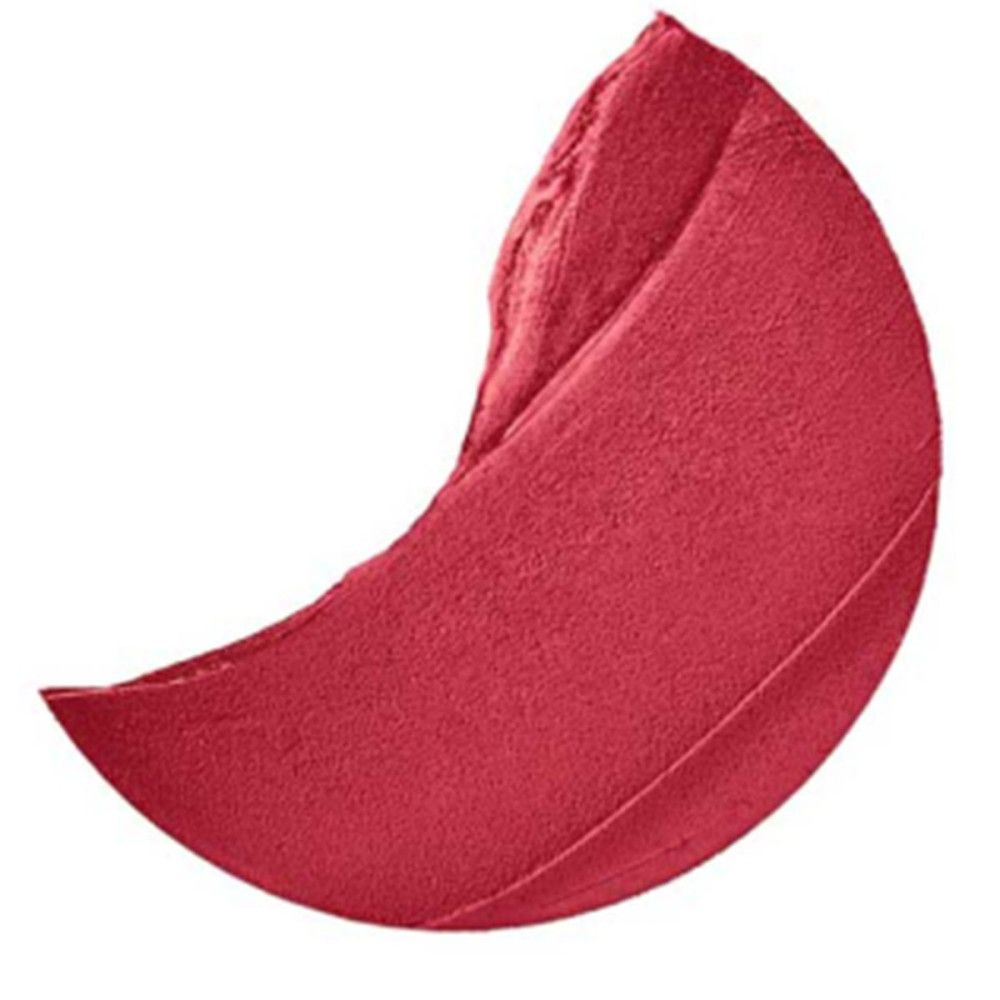 Un rouge à lèvres rouge représenté en forme de demi-lune. La texture est veloutée.