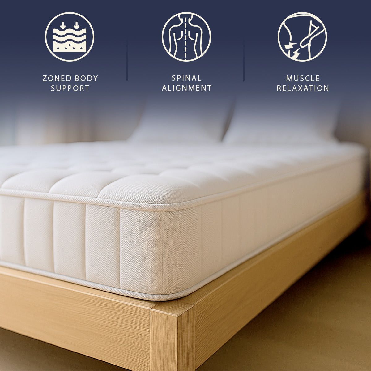 The White Stone Matras 140x190 met Pocketveren en Memory Foam | Hoogte 25 cm