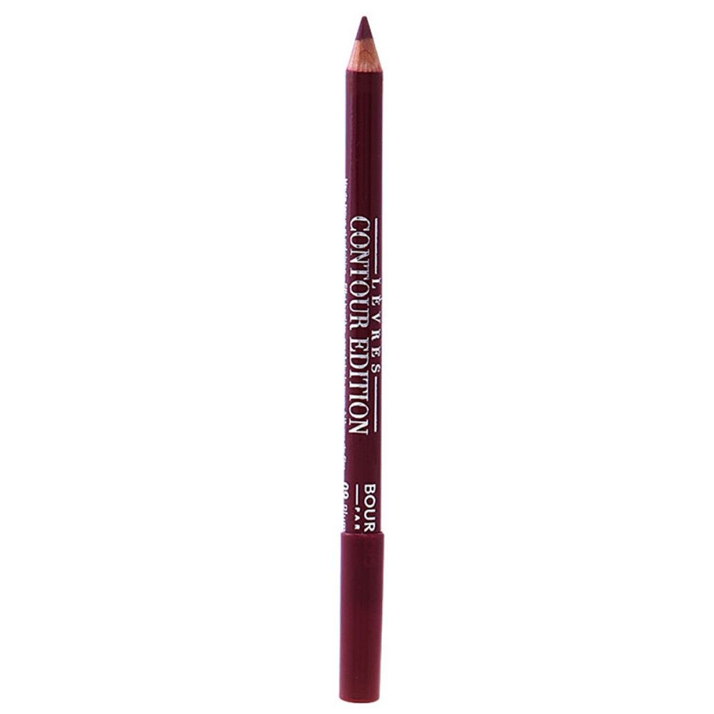 Crayon à lèvres bordeaux avec capuchon. Inscription: LÈVRES CONTOUR EDITION. Marque: Bourjois.