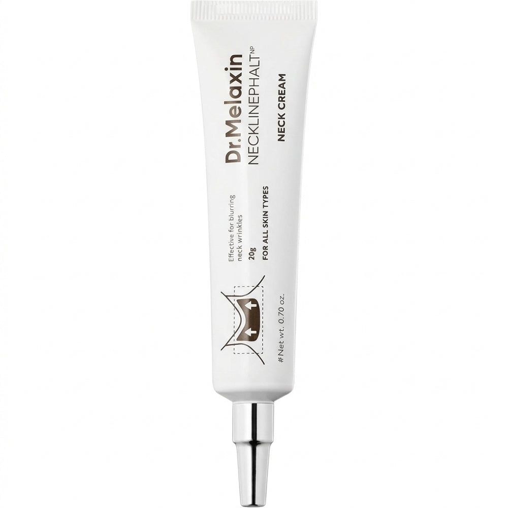 Tube blanche de crème pour le cou Dr. Melaxin Necklinephalt, 20g, pour tous types de peau.