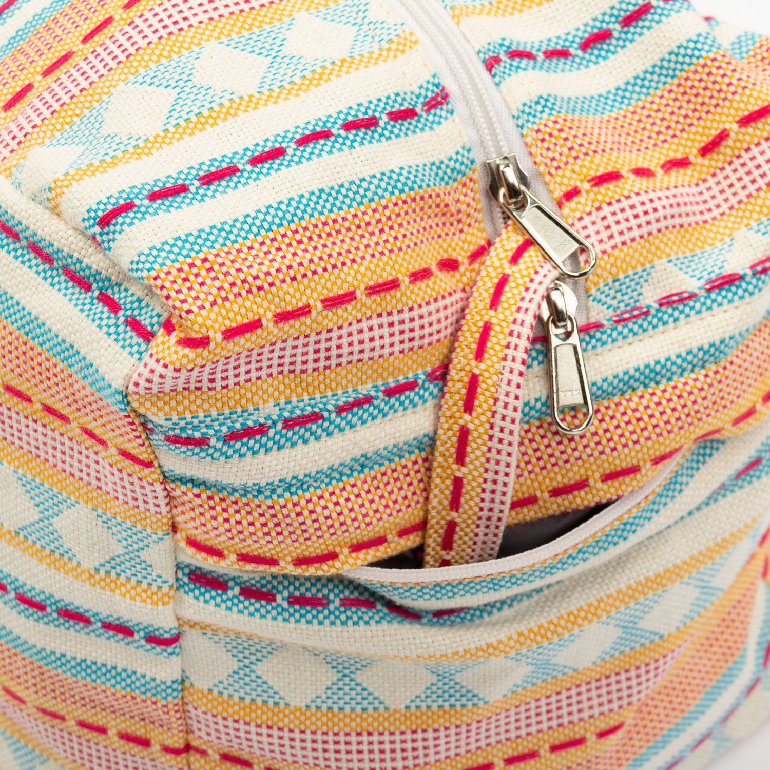 bodhi Collection ETHNO : Sac de Yoga Kit Tissu Jacquard, motifs abricot-bleu clair