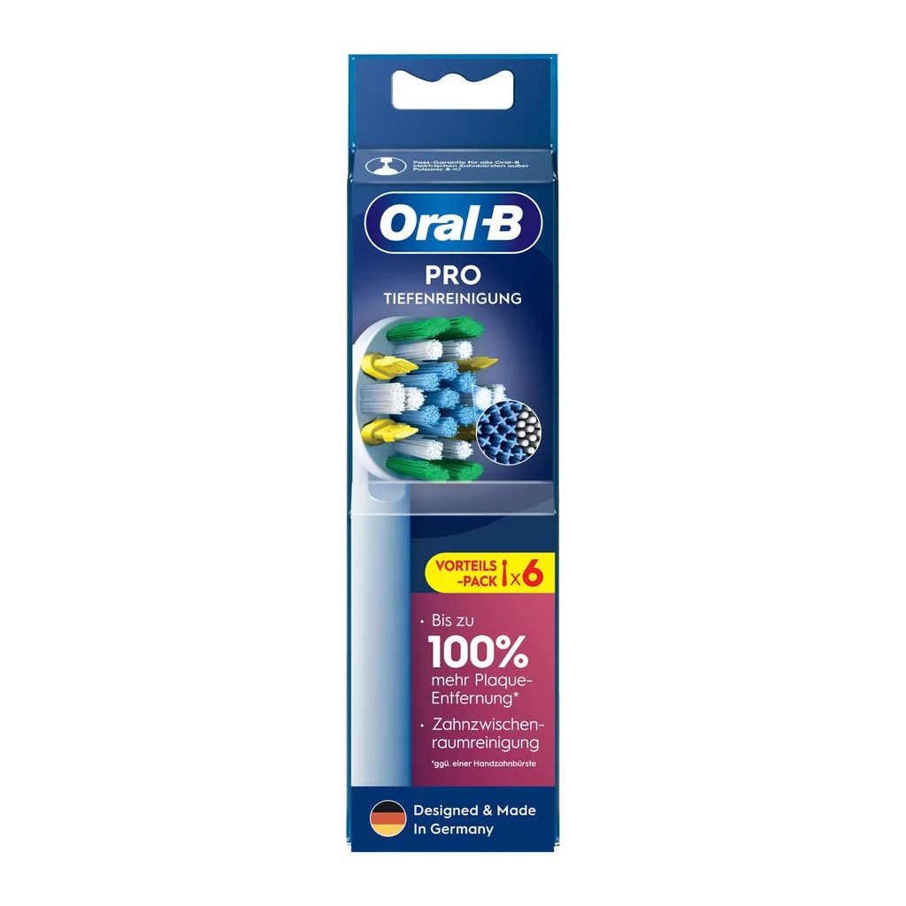 Oral-B PRO opzetborstels, 6 stuks, diepe reiniging, voordeelverpakking.