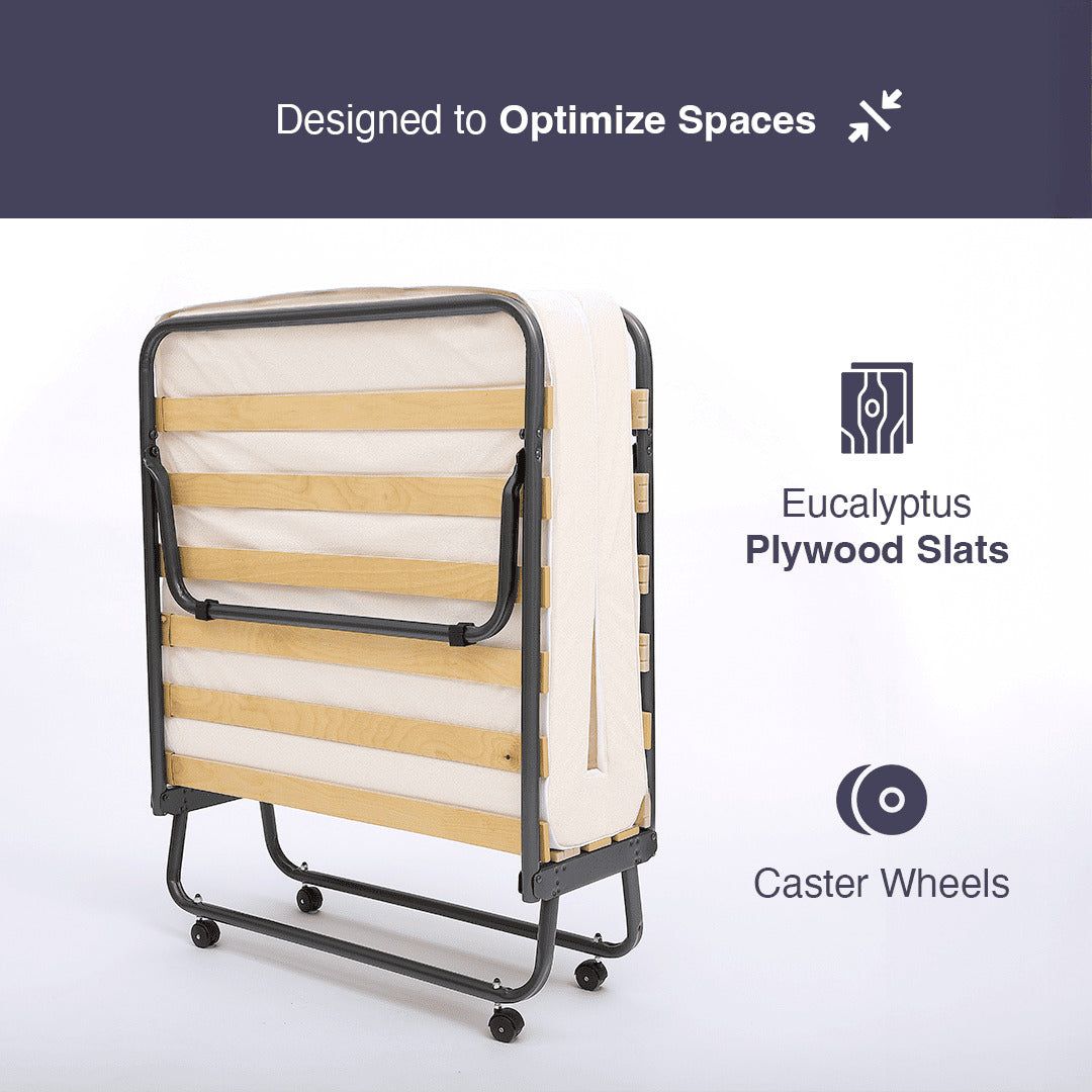 The White Stone Opklapbed met matras 80x190 cm van waterfoam